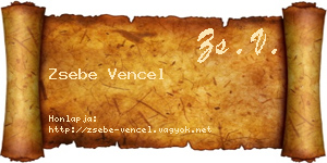 Zsebe Vencel névjegykártya